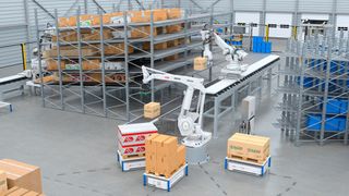 ABB-Roboter depalettieren hier im Rahmen einer Pufferlösung in der Intralogistik. Auch das wird auf der Logimat 2024 ein Thema sein. (Bild: ABB)
