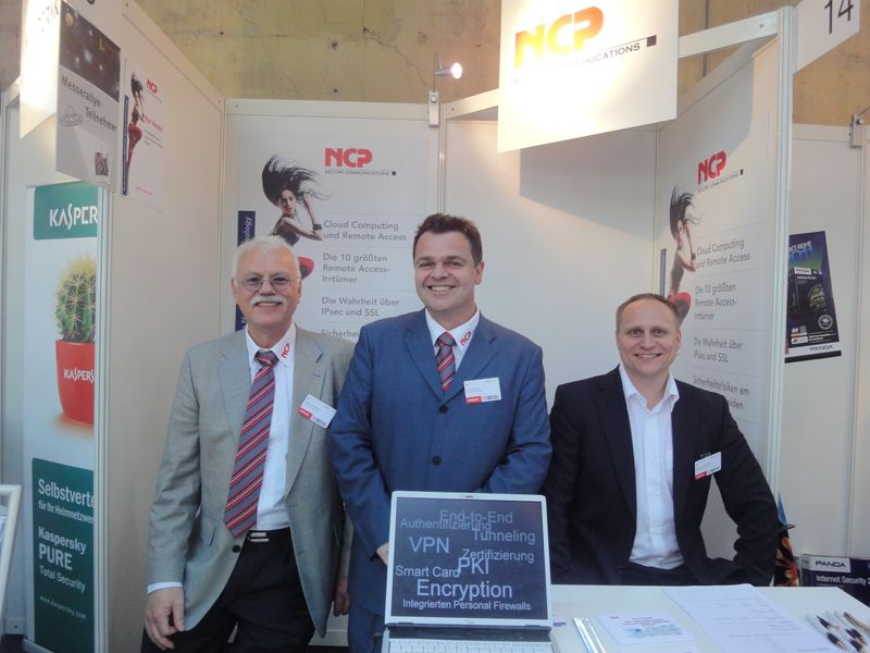 (v.l.) Hanns Brandner, Axel Noack und Markus Stenglein, NCP, hatten einen erfolgreichen Messetag. (Archiv: Vogel Business Media)