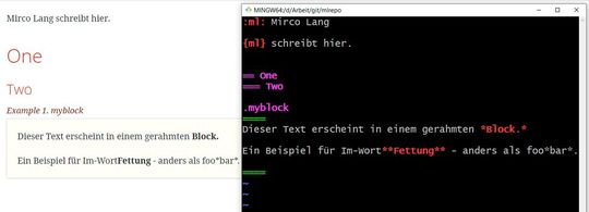 AsciiDoc in Vim mit Vorschau im Asciidoctor-Theme.(Bild:  Lang / AsciiDoc)