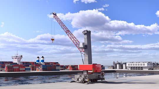 Der Konecranes Gottwald ESP.4 ist zwar der kleinste Hafenmobilkran der Finnen, aber dennoch leistungsstark.(Bild:  Konecranes)
