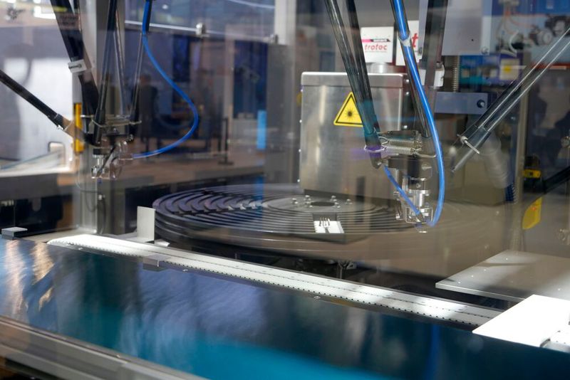 Auf ihrer Reise bekam die Gabel eine Gravur und wurde schließlich in eine rote Kiste gepackt. Natürlich alles voll automatisiert.  (Bild: Sandro Kipar/VCG)