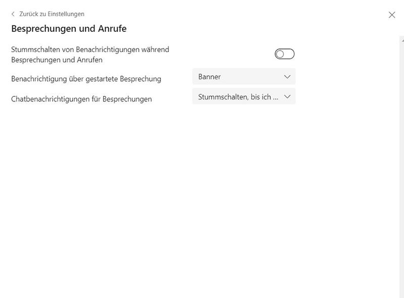 Konfigurieren der Benachrichtigungen für Besprechungen und Anrufe im Desktop-Client von Microsoft Teams.  (Bild: Joos)