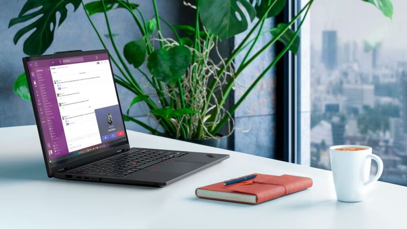 Das Convertible Thinkpad T14s 2-in-1 Gen 2 mit Intel-Panther-Lake-CPU und vPro ist mit 1,34 kg leichter als die Vorgängergeneration. (Bild: Lenovo)