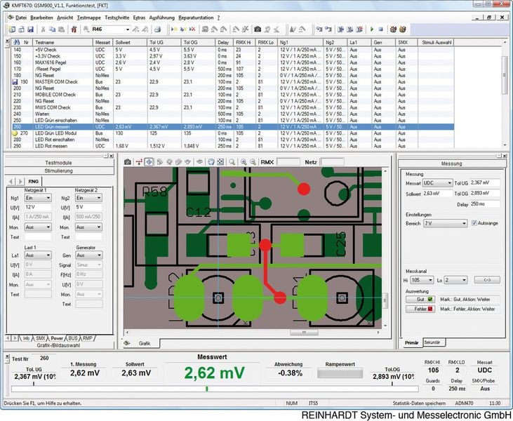 Monitorbild der Transientenrecorderprogrammierung (Reinhardt Bauelemente)
