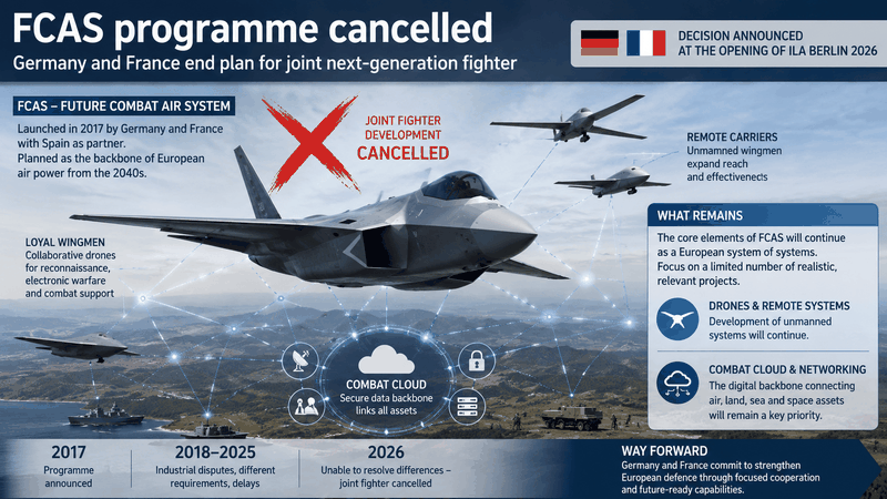 FCAS Falls Apart – The Joint Fighter Aircraft is dead, but combat cloud and drone projects are set to continue.(Picture:  AI-generated)