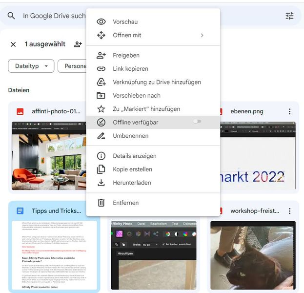 Einzelne Dokumente in Google Docs offline verfügbar machen. (Bild: Joos - Google)