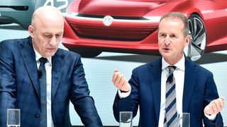 Dämpften die Erwartungen für 2020: Volkswagen-Finanzvorstand Frank Witter (li.) und Konzernchef Herbert Diess. (Volkswagen)