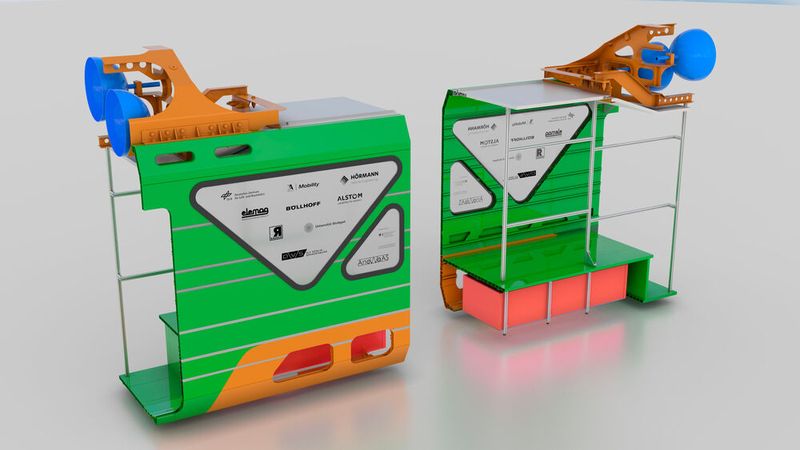 Die Visualisierung zeigt einen Ausschnitt eines Zug-Wagenkastens. Dessen Tragstruktur wurde speziell für die Anforderungen alternativer Antriebssysteme ausgelegt und ist durch Multi-Material-Bauweise besonders leicht. (Bild: DLR, CC BY-NC-ND 3.0)