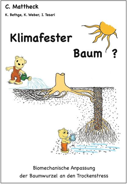 Wer nun in seinem heimischen Garten die Trocknungsrisse studiert und dabei bekümmert die ersten braunen Nadeln oder welken Blätter seiner Bäume wahrnimmt, dem wird mit unserem neuen Buch, das ausschließlich als eBook bei Kindle zu haben ist, ein einfacher Ausweg gezeigt, ein Weg zum klimafesteren Baum. (Bild: Mattheck/KIT)
