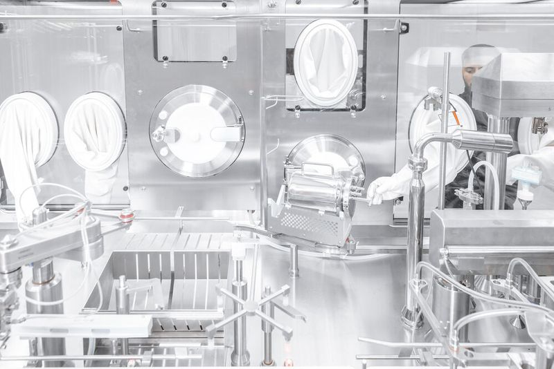 Handling- und Übergabelösung für autoklavierte Rotationskolbenpumpen im Isolator: Mit so genannten Peak-Vorrichtungen lässt sich die Installation der Rotationskolbenpumpen ohne direkten Kontakt mit produktberührenden Materialien realisieren. (Bild: Optima)