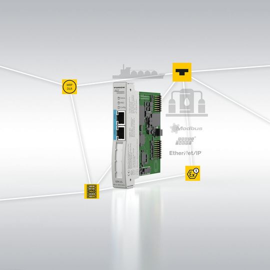 La pasarela Ethernet Zone1 para el sistema de E/S Excom permite la supervisión basada en datos y la optimización de procesos en instalaciones ya existentes.(Imagen: Turck)