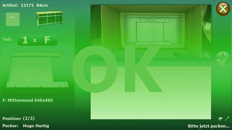 Das System liefert dem Mitarbeiter eine Bestätigung, dass er alles richtig gemacht hat. (Bild: Optimum)