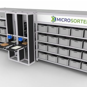 Hier sehen wir eine weitere Konfigurationsmöglichkeit mit dem Microsorter. Je nach Konzept könne er pro Einheit rund 1.500 Arikel in der Stunde abarbeiten.(Bild:  Collo-X)