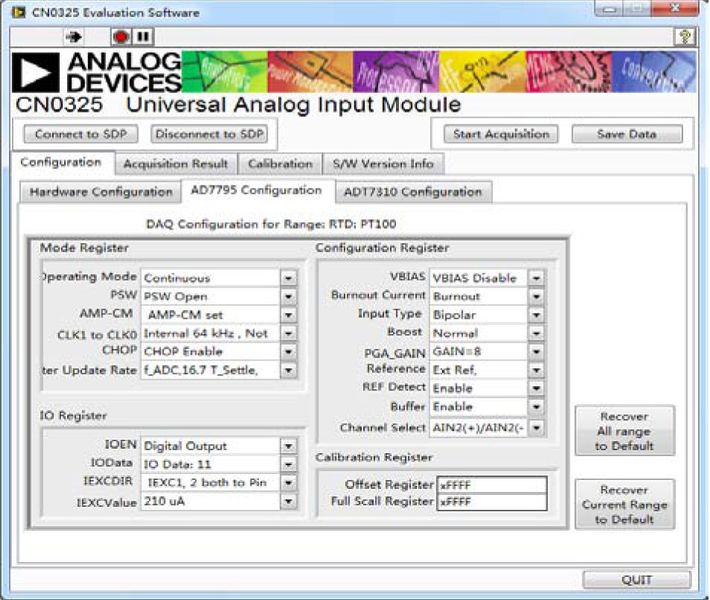 Bild 17: Konfigurationsseite AD7795 (Bild: Analog Devices)