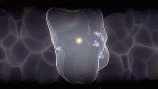 Künstlerische Darstellung der Lokalen Blase mit Sternenformationen am Rand der Blase (Bild: Leah Hustak, STScI)