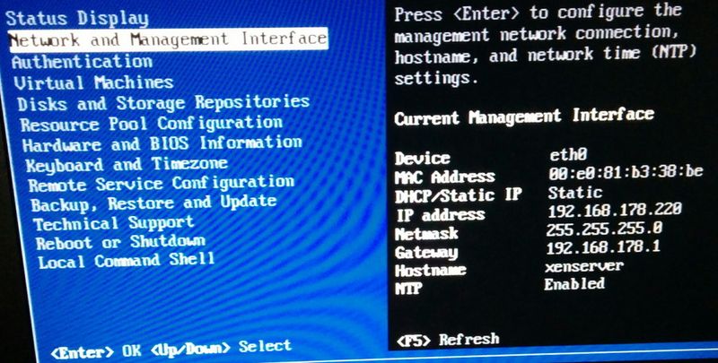 Abbildung 2: Am Konsolenfenster nehmen Administratoren Systemeinstellungen vor. Die Verwaltung von Citrix XenServer erfolgt über einen Windows-Client. (Bild: Joos)