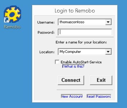 Abbildung 5: Remobo bietet eine Verbindung mit einem benutzerdefinierten Anmeldenamen und Kennwort an. Die Einrichtung erfolgt über einen Assistenten. (Joos / Remobo)