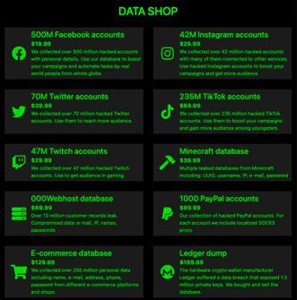 Instagram- und andere Kontoinhaber sowie Ledger-Kryptoschlüssel für Wallets im Portfolio eines Darknet-Shops. (Bild: Bitdefender)