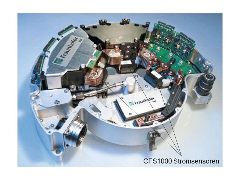 Bild 6: Umrichtermodul mit kundenspezifischem AMR-Stromsensor. (Bild: Fraunhofer IISB)