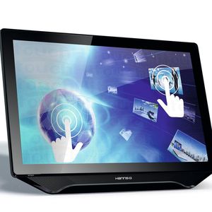 Hannspree bietet den 23-Zoll-Touch-Monitor HT231HPB für 219 Euro im Bundle mit einer kleinen Android-Box an.