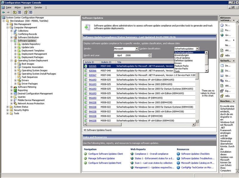 Abbildung 3: Windows Update Services integrieren sich vollständig in SCCM. (Archiv: Vogel Business Media)