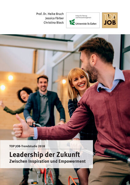 Cover der Trendstudie 2018: Leadership der Zukunft - Zwischen Inspiration and Empowerment (TOP JOB-Trendstudie 2018)