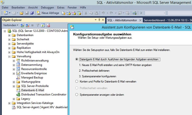 Abbildung 9: SQL Server 2012/2014 kann E-Mails senden, wenn bestimmte Wartungsaufgaben ablaufen. (Bild: Thomas Joos)