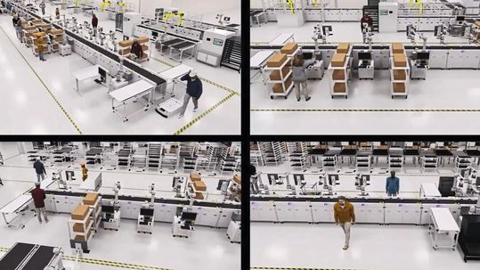 Foxconn plans a complete factory in Mexico with a digital twin. All details right down to the robots are created and planned entirely virtually.(Image: Nvidia)