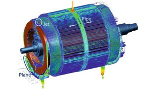 Unterschiedliche Strömungsmuster innerhalb eines nass­laufenden Elektromotors (Bild: IAV GmbH)