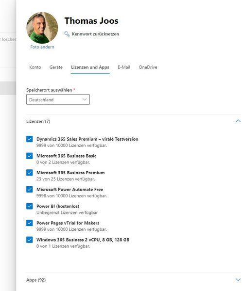 Die Lizenzierung von Windows 365 erfolgt nach der Buchung des Dienstes über das Microsoft 365 Admin Center. (Bild: Joos - Microsoft)