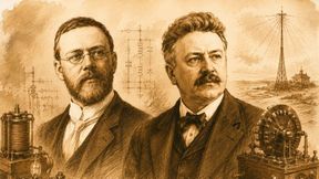 Die Funkpioniere Reginald Fessenden und Valdemar Poulsen entwickelten zu Beginn des 20. Jahrhunderts unabhängig voneinander Verfahren zur drahtlosen Übertragung von Sprache und Tönen. Beide trugen damit entscheidend zur Entwicklung des Rundfunks bei. (Bild: Dall-E / KI-generiert)