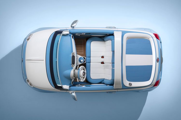 Die Sitze von Fahrer und Beifahrer sind Einzelanfertigungen im Design der 1960er Jahre. (Bild: Fiat)