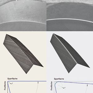 Verrundungsbeispiel einer Hartmetall-Wendeschneidplatte.(Bild:  Eckold)