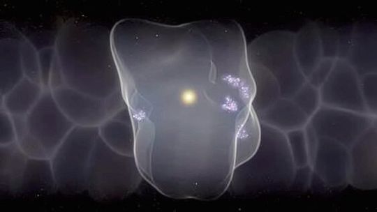Künstlerische Darstellung der Lokalen Blase mit Sternenformationen am Rand der Blase Künstlerische Darstellung der Lokalen Blase mit Sternenformationen am Rand der Blase