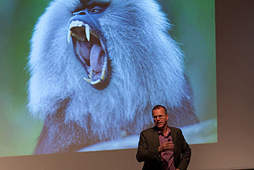 Beeindruckend: Wie Affenchefs Ihren Führungsanspruch klar machen, zeigte der Biologe und Managementtrainer Dr. Patrick van Veen. (Bild: Team)