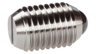 Die federnden Druckstücke mit Keramikkugel sind dank ihrer Korrosionsbeständigkeit hervorragend für Einsätze in der Medizintechnik, Lebensmitteltechnik und im Außenbereich geeignet. (Bild: Halder)