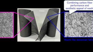 Die mit dieser Technologie erzeugten recycelten Carbonfasern weisen eine steuerbare Wasserdispergierbarkeit auf. Dadurch lassen sich sowohl homogene Nonwoven-Strukturen als auch solche mit charakteristischen Texturen herstellen, die an traditionelles japanisches Washi-Papier erinnern.  (Bild: Toray)