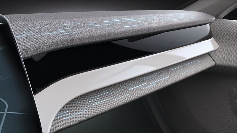 Matrix LEDs hinter gewölbter Stoff-Struktur.  (Bild: Preh)