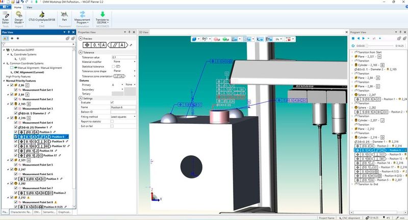 Micat Planner interpreting PMI and geometric tolerances directly from the CAD model to automatically define measurement features and strategies. (Source: Mitutoyo )
