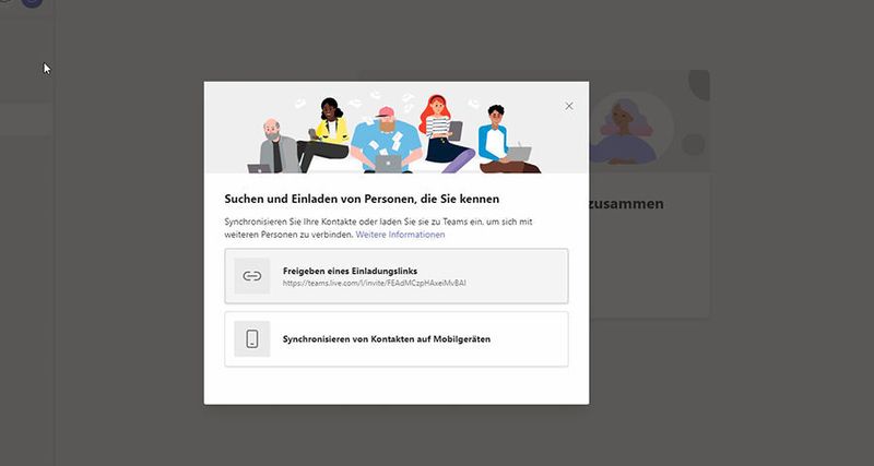 Einladen von neuen Mitgliedern für Microsoft Teams. (Joos)