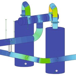 AMR-Projekt „E-Filter für eine Kokerei“ – graphische Darstellung des mit Rohr2 ermittelten Spannungsverlaufs 