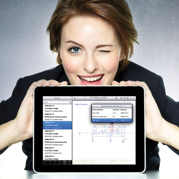 Mit der kostenlosen Eplan View App lässt sich die Maschinendokumentation mobil auf dem I-Pad ansehen. (Bild: Eplan)