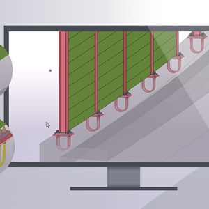 RiZ-Verankerungen: Verankerungsdetails einer Lärmschutzwand. Zahlreiche Standarddetails der Riz-ING sind als parametrische Bauteile in Tekla Structures verfügbar.(Bild:  Trimble Germany GmbH)