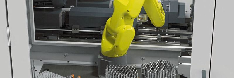 Maschineninterne Automatisierung: die perfekte Wiederholgenauigkeit des Roboters gewährleistet höchste Bohrungsqualität. Maschineninterne Automatisierung: die perfekte Wiederholgenauigkeit des Roboters gewährleistet höchste Bohrungsqualität.