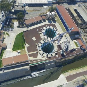 Luftbildaufnahme der zu Mexiko Stadt gehörende Pumpstation La Caldera