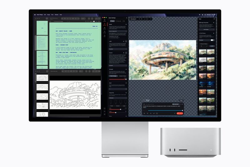 Der neue Mac Studio bietet bis zu 512 GB gemeinsamen Arbeitsspeicher, um riesige LLMs komplett auf dem Gerät auszuführen. (Bild: Apple)