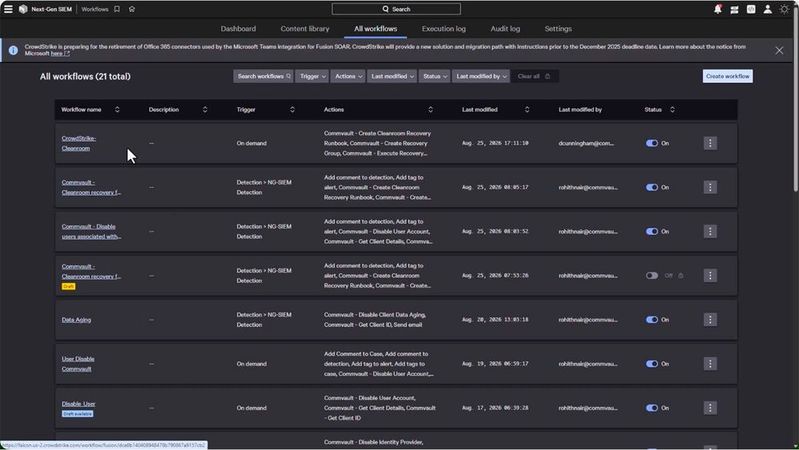 SOAR-Workflows und Trigger in CrowdStrike.(Bild:  CrowdStrike)