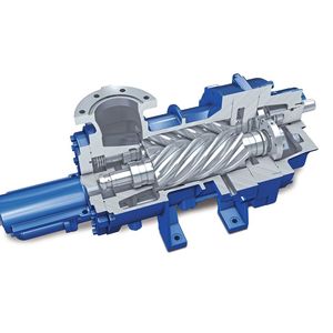 Die öleingespritzten Schraubenverdichter der Baureihe VMY liefern die höchsten Differenzdrücke bzw. Druckverhältnisse im Aerzen-Produktportfolio.(Bild:  Aerzen)