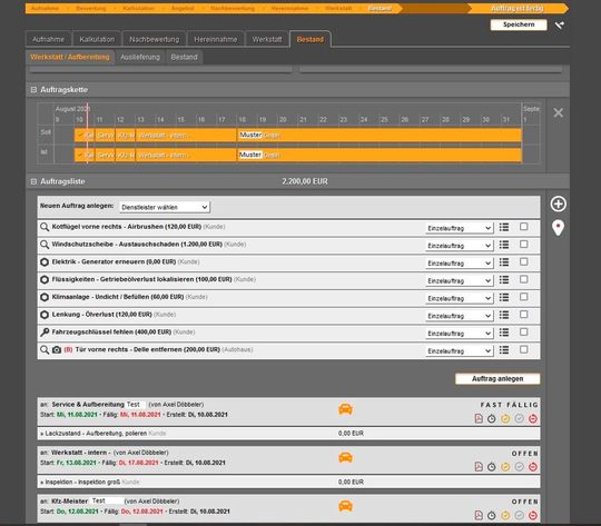 Neue Aufträge lassen sich schnell erstellen und gezielt steuern – entweder in die eigene Werkstatt oder zu einem externen Dienstleister.(Bild:  Alpha Online)