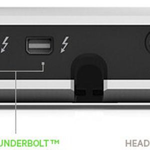 Das Thunderbolt Express Dock von Belkin ist mit den schnellsten, gängigen Schnittstellen ausgestattet. Von links nach rechts: Ethernet, Firewire, Thunderbolt und USB 3.0